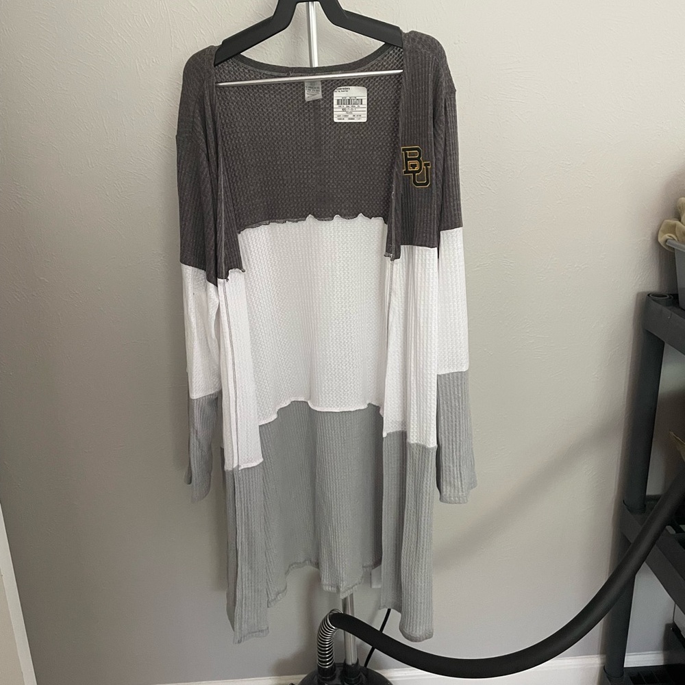 Baylor University Two tone Gray and White Cardigan